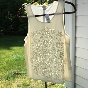 J. Crew NWT Cotton Sleeveless Top cream or off white in color cut out details